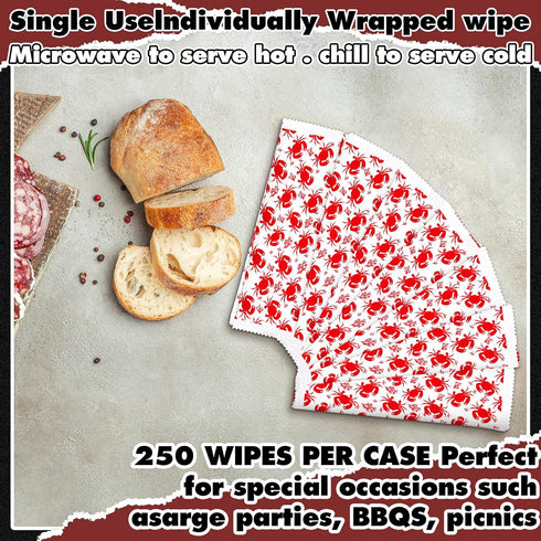 Siifert 250 Summer Pcs Crab Wet Wipes Bulk Barbecue Hand Wipes Individually Disposable Cleaning Wrapped Hands Grill