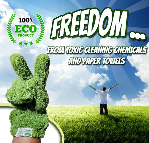 Nano Glove - Green Household Kitchen Cleaning Hand Glove, All Purpose Surface Cleaner for Windows and Dusting