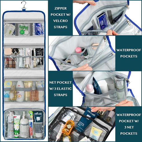 PAVILIA Extra Large Capacity Travel Hanging Toiletry Bag for Women and Men, Waterproof Cosmetic Storage Organizer Case
