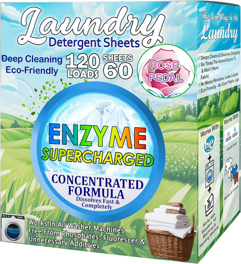 Laundry Detergent Sheets, 120 Large Sheets, Fresh Linen Scent - Lightweight, Easy to Use, Travel & Space-Saving