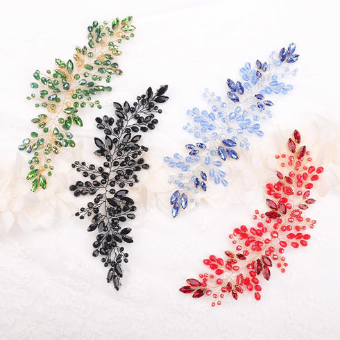 Kercisbeauty Bride Hair Accessories Black Crystal Hair Vine Gold Headband Evening Party Prom Women Hair Piece Vintage Wedding (Black)