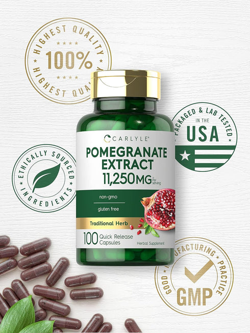 Carlyle Pomegranate Extract | 11250mg | 100 Capsules - Non-GMO, Gluten Free Traditional Herb