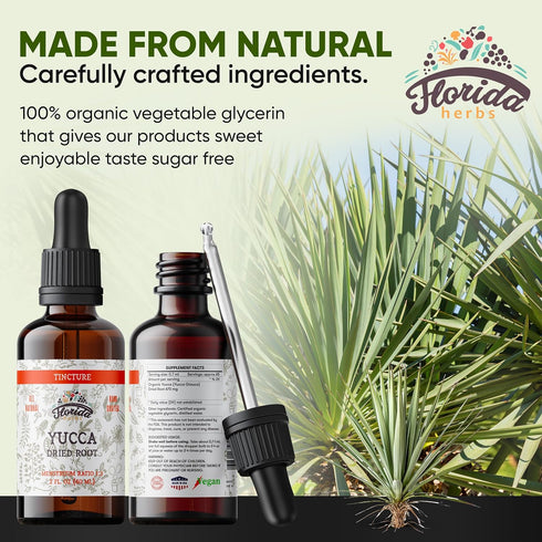 Yucca Tincture, Organic Yucca Extract Herbal Supplement, Non-GMO in Cold-Pressed Vegetable Glycerin, 700 mg