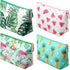Weewooday 4 Pieces Cosmetic Makeup Bag, Tropical Summer Portable Pouch with Zipper for Women