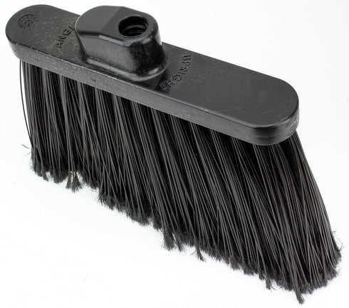 SPARTA Plastic Broom Head: Angled, Flagged for Small Debris, 12 Inches, Black for Indoor and Outdoor Use.