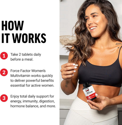 Force Factor Women’s Multivitamin, 60 Tablets, Supports Hormone Balance, Energy, Immunity, Gut Health
