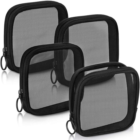 Weewooday 4 Pcs Mesh Makeup Bag, Mini Cosmetic Pouch with Zipper for Daily Accessory (Small, Black)