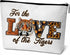 Tiger Print Makeup Bag, Peace Love Tigers Cosmetic Pouch, Animal Lover Gifts for Kids and Women