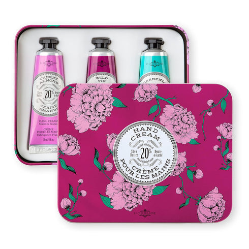 La Chatelaine Hand Cream Gift Set for Women, Travel Size, Natural Hand Cream with Organic Shea Butter (Cherry Almond,