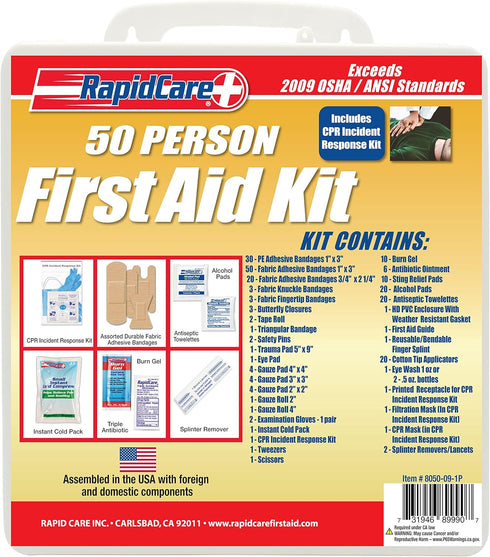 Rapid Care First Aid 8050-09-1P 50 Person OSHA Compliant Poly First Aid Kit, 230 Pieces