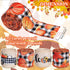 Whaline 30 Yard Fall Thanksgiving Wired Edge Ribbon White Black Buffalo Plaids Ribbon Autumn Leaves Pumpkin Truck Craft Ribbon Rustic Vintage Farmhouse Wrapping Ribbon for Wreath Floral Bow, 4 Rolls