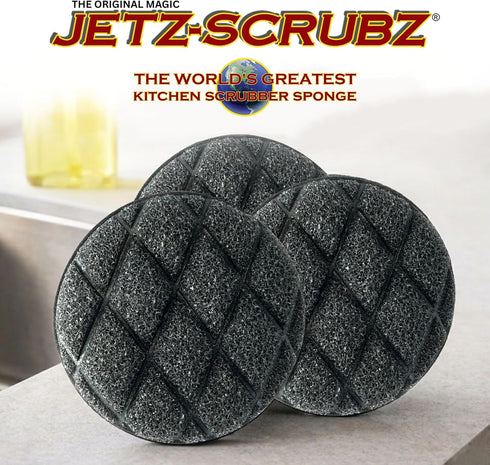 J22/3, Set 3, Jetz-Scrubz Scrubber Sponge, Round, of Made in the USA