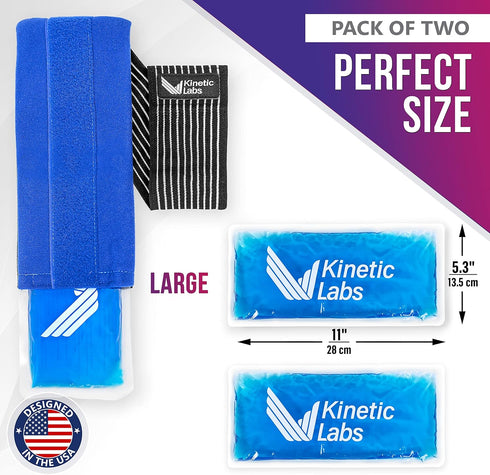 Kinetic Labs Reusable Ice Pack Wrap with Extra Gel Pack - HSA FSA Eligible Hot Cold Ice Pack for Injuries with Strap