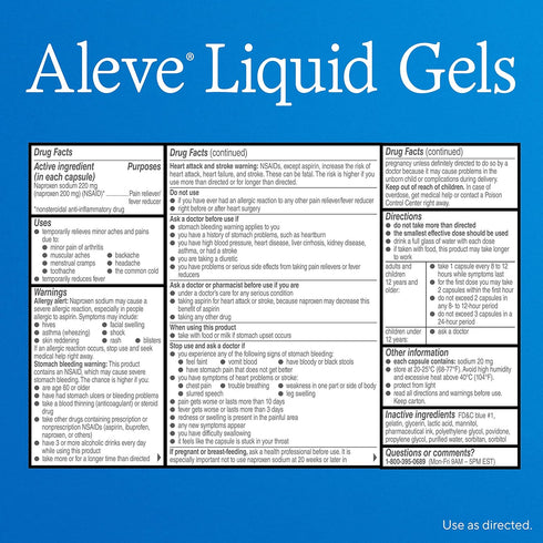 Aleve Liquid Gels, Naproxen Sodium for Pain Relief - 50 Count