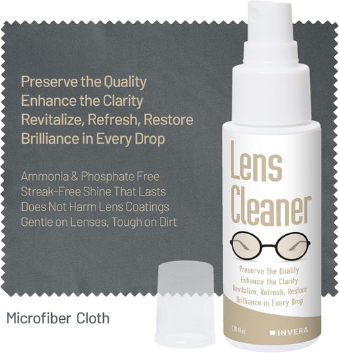 Eyeglass Cleaner Spray with Microfiber Cloth Kit, Gentle Lens Cleaner for Eyeglasses, Sunglasses, and Electronic Screens