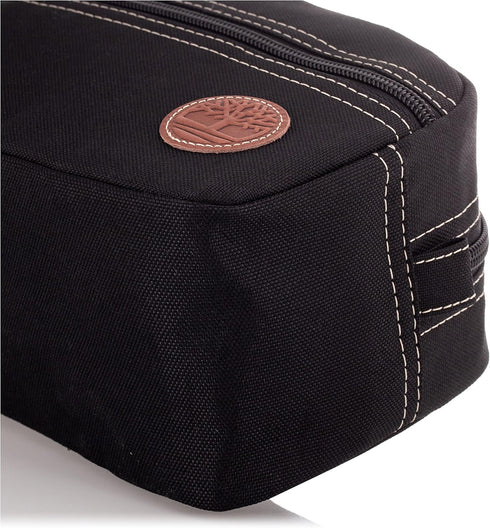 Timberland Men's Toiletry Bag - Canvas Travel Kit Organizer, Black, One Size
