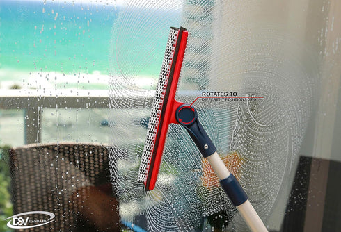 DSV Standard Professional Window Squeegee | 2-in-1 Window Cleaner Sponge and 10" Soft Rubber Strip with Telescopic Extension Pole 34 INCH & 86.5 cm | Adjustable to Clean from Multiple Angles by DSV Standard