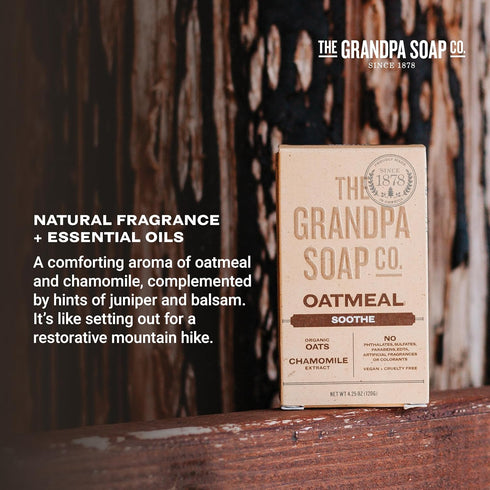 The Grandpa Soap Company Oatmeal Bar Soap with Organic Oats + Chamomile Extract, Vegan, 4.25 Oz, 3 Pack