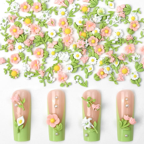 VOTACOS Flower Nail Charms, Summer Nail Art Supplies, Colorful Flower Nail Gems for Women Nail Design