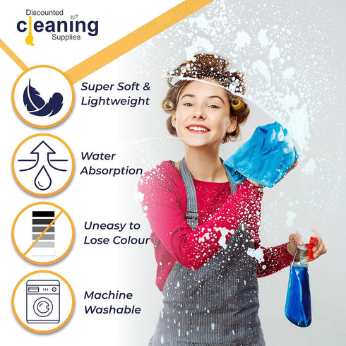 Microfibre Cleaning Cloth, White, Pack of 10, Large Size: 40x40cm, Super Soft Premium Streak Free Washable Cloth Duster