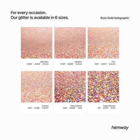 Hemway Premium Ultra Sparkle Glitter Multi-Purpose Metallic Flake for Nail Art, Cosmetic Graded, 100g / 3.5oz - Rose