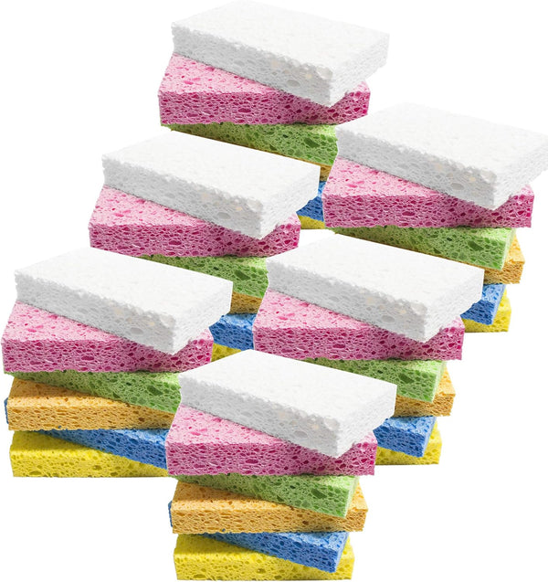 Cleaning Sponge, Kitchen Sponges Pack, Non-Scratch Cellulose Sponge for Bathroom, Cars, Colorful Compressed Sponge (36