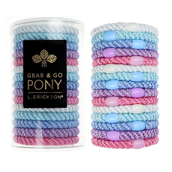 Pastel Hair Ties for Thick Hair, 15 Pack, No-Crease Bands with Strong Hold, Soft Spring Colors | L. Erickson