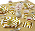 SILVER SPOONS Gold Napkins for Wedding Reception - 36 Piece, 5” x 5” 3-ply Cocktail Napkins for Party, Stripe Design