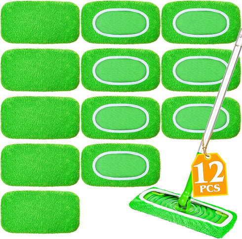 NXPPYY 12-Pack Reusable Mop Pads Compatible with Sweeper Mop - 100% Coral Fleece