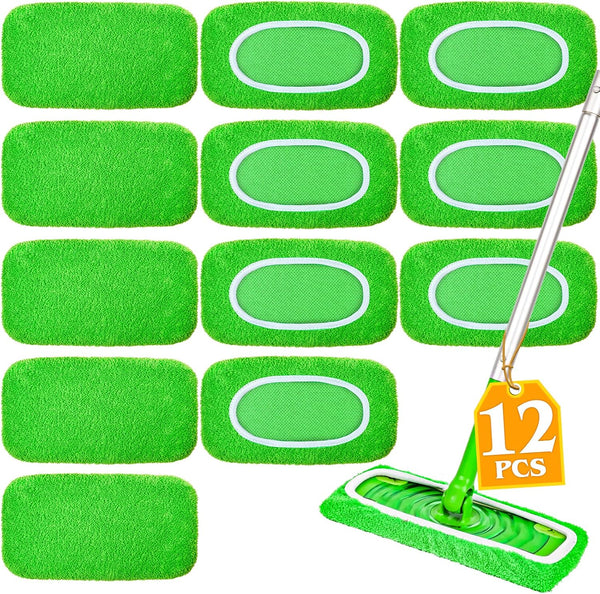 NXPPYY 12-Pack Reusable Mop Pads Compatible with Sweeper Mop - 100% Coral Fleece