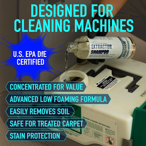 Nanoskin EXTRACTOR SHAMPOO, Low Foaming Carpet Cleaner 16 Oz., Upholstery Cleaner, Stain Remover & Odor Eliminator