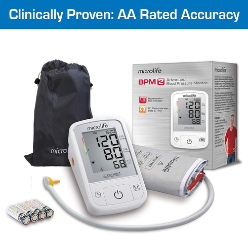 Microlife BPM2 Advanced Automatic Digital Blood Pressure Monitor, Wide-Range Cuff Fits Most Adult Arms
