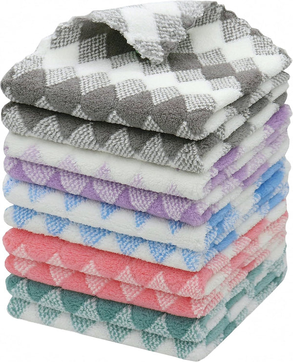 10 Pack Microfiber Cleaning Cloth, Lint Free Fast Drying Dish Rags, Super Absorbent Kitchen Dish Cloths for Washing
