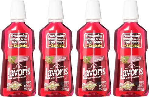 Lavoris Mouthwash Original Cinnamon Flavor, 15 oz Bottles, 4 Piece Set, 443 ml