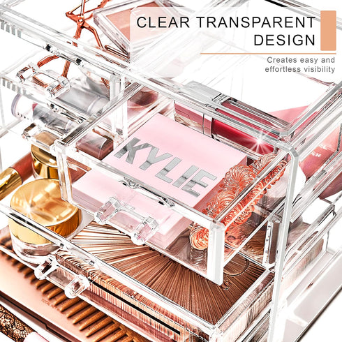 Sorbus Clear Makeup Organizer Display - Stylish Storage Case for Cosmetics, Jewelry & Hair Accessories
