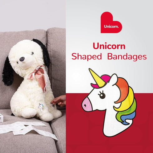BioSwiss 24 Count Unicorn Shaped Self Adhesive Bandages - Fun First Aid Kit for Kids