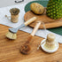 VRUPINZE 4-Piece Set, Natural Bamboo Dish Brush Bottle Scrub Brush with Ceramic Soap Dispenser - Wooden Washing Up