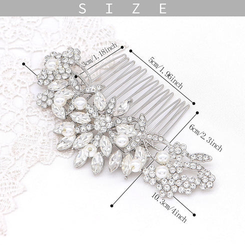 Silver Wedding Hair Comb with Pearls and Crystals - Bridal Headpiece or Party Hair Accessories