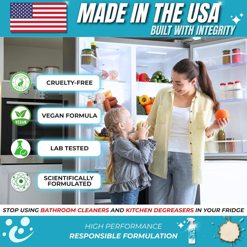 Oh Yuk Fridge Cleaner Cleans Inside Refrigerator for Spotless, Food-Contact Safe Surfaces | Biodegradable, Vegan