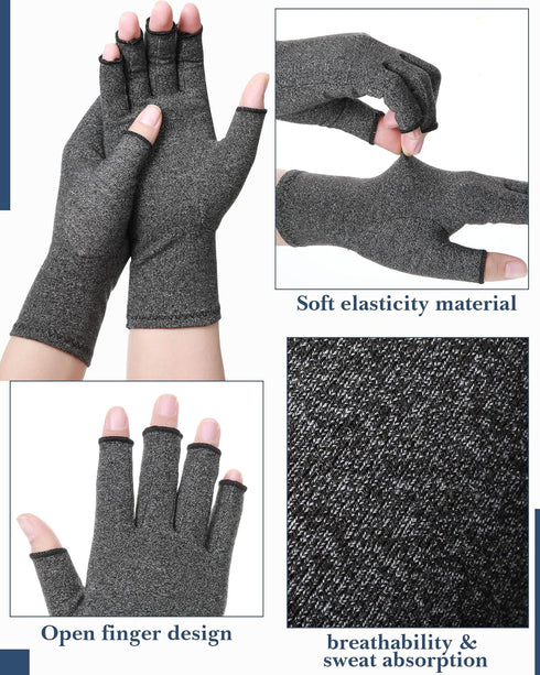 SATINIOR 5 Pairs Arthritis Compression Gloves Fingerless Compression Glove Pain Relief Glove for Arthritis Men Women(Medium)