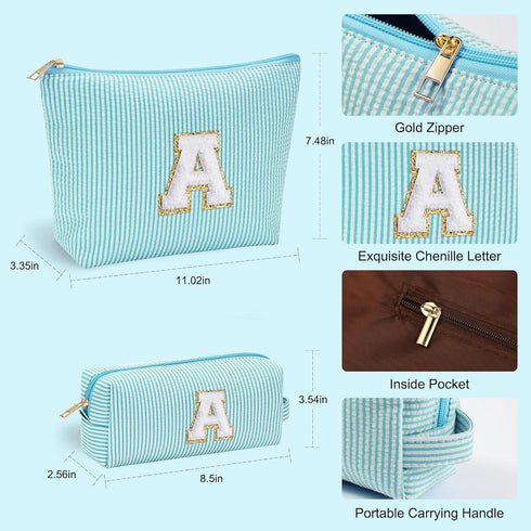 Skincare for Girls 10-12, Personalized Initial Makeup Bag, Travel Toiletry Bag, Birthday Gifts for Women