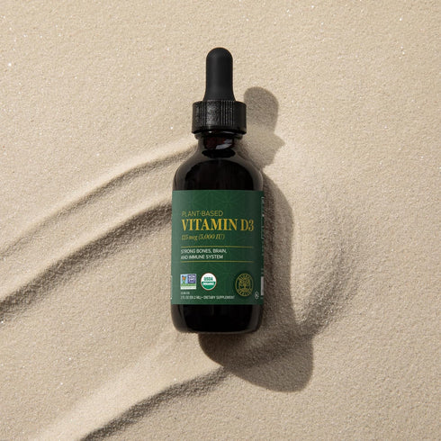 Global Healing USDA Organic Vitamin D3 5000IU Liquid Drops for Women & Men - 2 Fl Oz Non-GMO Supplement for Bones &