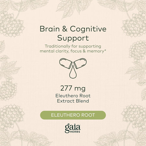 Gaia Herbs Mental Alertness - Brain Support Supplement with Eleuthero, Ginkgo, Gotu Kola & More - 60 Vegan Caps