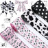 4 Rolls Cow Print Wired Ribbon, 24 Yard, 2.5 Inch, Pink Black and White Striped for DIY Crafts