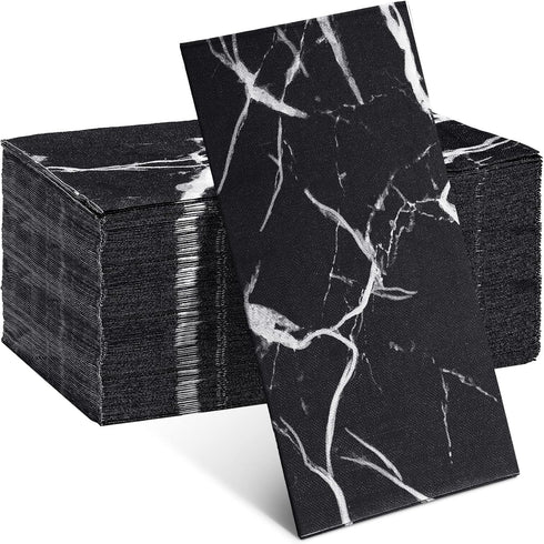 Zonon 50 Pcs Black Marble Guest Towel Disposable Bathroom Paper Napkins Decorative Hand