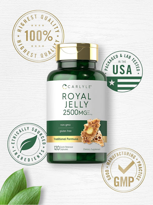 Carlyle Royal Jelly Capsule, 2500mg, 120 Count, Non-GMO and Gluten Free Formula