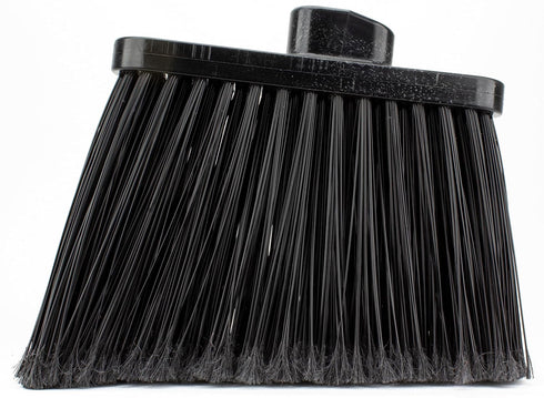 SPARTA Plastic Broom Head: Angled, Flagged for Small Debris, 12 Inches, Black for Indoor and Outdoor Use.
