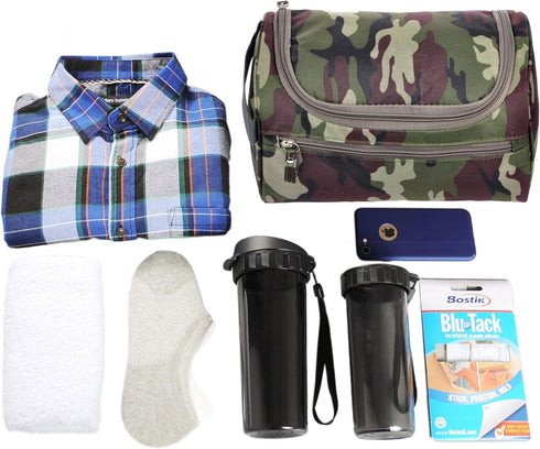 Vercord Mens Toiletry Bag, Small Wash Travel Shaving Dop Kit, Camo Dark Green Bathroom Hygiene Bag