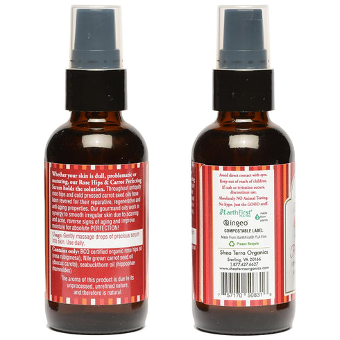 Shea Terra Rose Hips and Carrot Perfecting Serum, 2 oz, All Natural & Organic Oil