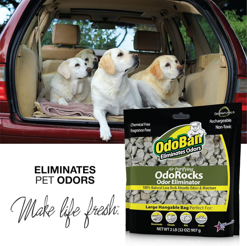 OdoBan Natural Odor Eliminator OdoRocks Made from Volcanic Rocks, 2 Pound Bag, Fragrance Free